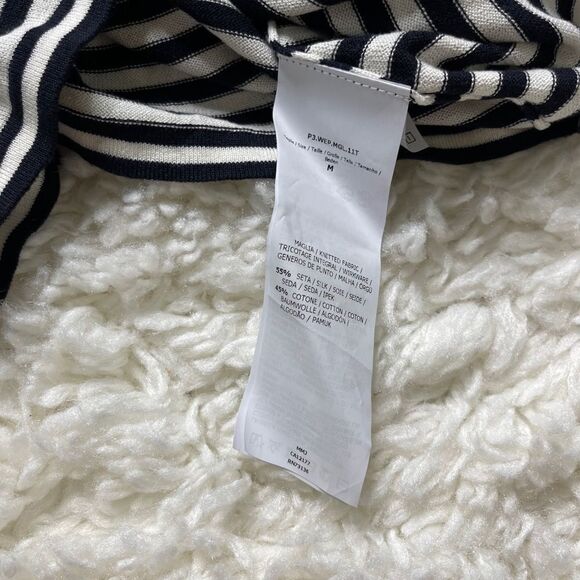 MaxMara Weekend Black & White Striped Silk Sweater with Pink Color Block - Picture 3 of 6